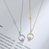 Activity small lock ring diamond necklace for women, sliding lock-shaped pendant, hollowed-out tag, fine chain, light luxury gold collarbone chain necklace Specification image